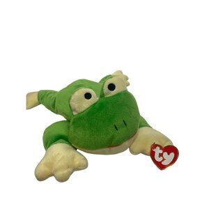 Ty Pillow Pal Ribbit Style 3000 Plush Frog Green & Cream 14" Soft Toy